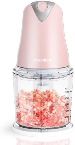フードプロセッサー 1台4役（刻む/混ぜる/潰す/砕く） 400Wハイパワー 軽量コンパクトステンレス4枚刃 フードチョッパー 2段階スピード調節 チョッパー みじん切り 肉挽き/野菜切り/離乳食作り 500ml容量 省スペース 調理家電 コンパクト 軽量 使用簡単＆お手入れ簡単 過熱保護 日本語取扱説明書 (pink)