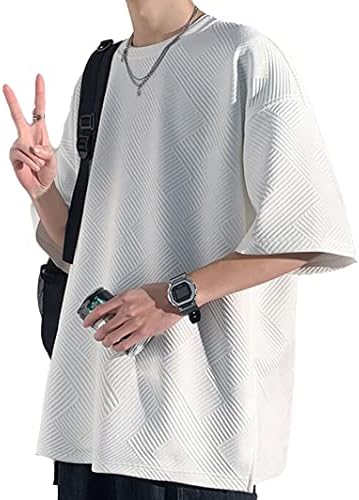 [Poperdision] メンズ 夏服 tシャツ メンズ 半袖 五分袖 ゆったり 大きいサイズ かっこいい ビッグシルエット おしゃれ なつふく クルーネック 人気 無地 快適 カットソー ストリート めんず 夏用 ウェア