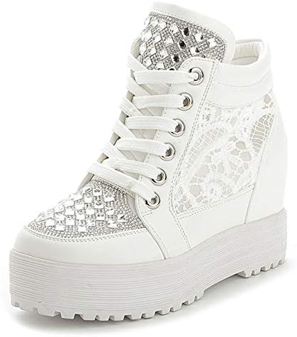 [TRVELBETT] キラキラ ハイカットスニーカー レディース 厚底スニーカー インヒール 原宿系 24.5cm 大きいサイズ コスプレ ダンス レディース靴 レースアップ 編み上げ 痛くない フラットシューズ 歩きやすい 仮装 衣装