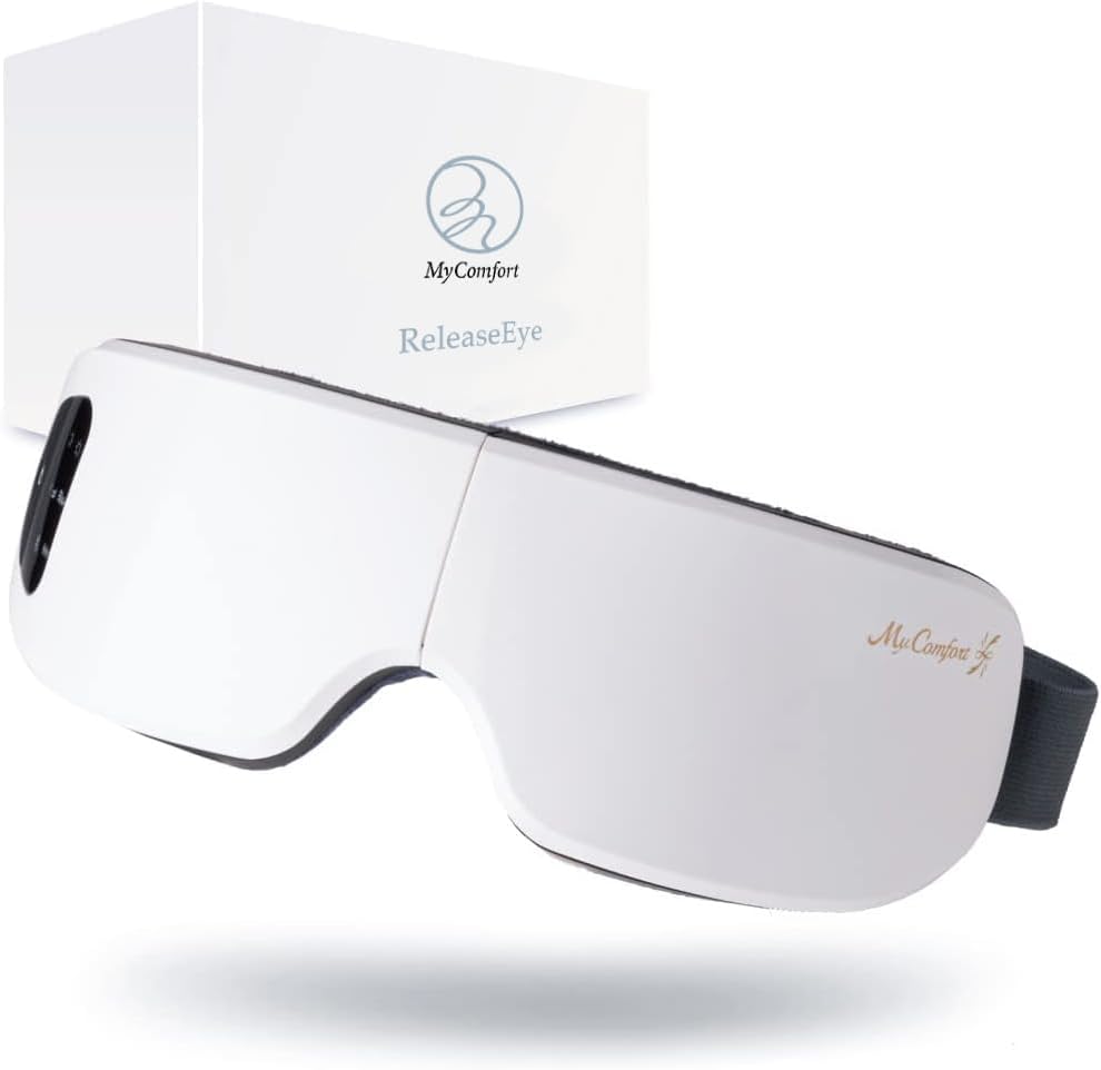 目の美容院監修MyComfort アイウォーマー 目元エステ アイケア 美容家電 ホットアイマスク 充電式 もみほぐしｘワイドヒーター設計の温め機能搭載Type-C充電/Bluetooth音楽再生機能 リリースアイ クリスマス プレゼント ギフト 誕生日 に (ホワイト)