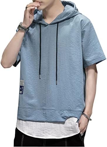 LAiaPReL Men's Hoodie, Half Sleeve T-Shirt, Large Size, Hooded, Casual, Pullover, Loose, Stylish, Popular, Men's Summer Clothes