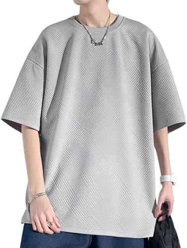 Four Leaf Men's T-Shirt, Short Sleeve, Summer Clothing, Short Sleeve Shirt, T-shirt, Clothing, Stylish, Crew Neck, Comfortable, Cut and Sewn, Street, Summer Wear, Solid, Embossed Tops