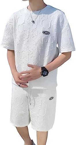 [セカンドルーツ] 上下 セットアップ メンズ 2点セット ロゴ デザイン カットソー 半パンツ 五分袖 ルームウェア 部屋着 楽々 夏 333S M~3XL