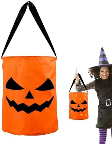 Gevrkjenp トリック オア トリート バッグ ライトアップ、ハロウィーン キャンディ バッグ ライトアップ  ポータブル グッディ バッグ キャンディ バケツ パンプキン - LED パンプキン ライトアップ グッズバッグ キャンディー バケツ キッズ ハロウィン用品 トリック オア トリート用記念品